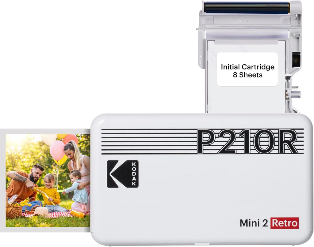 Mini 2 Retro 4Pass Portable Photo Printer (2.1X3.4 Inches) + 8 Sheets, White