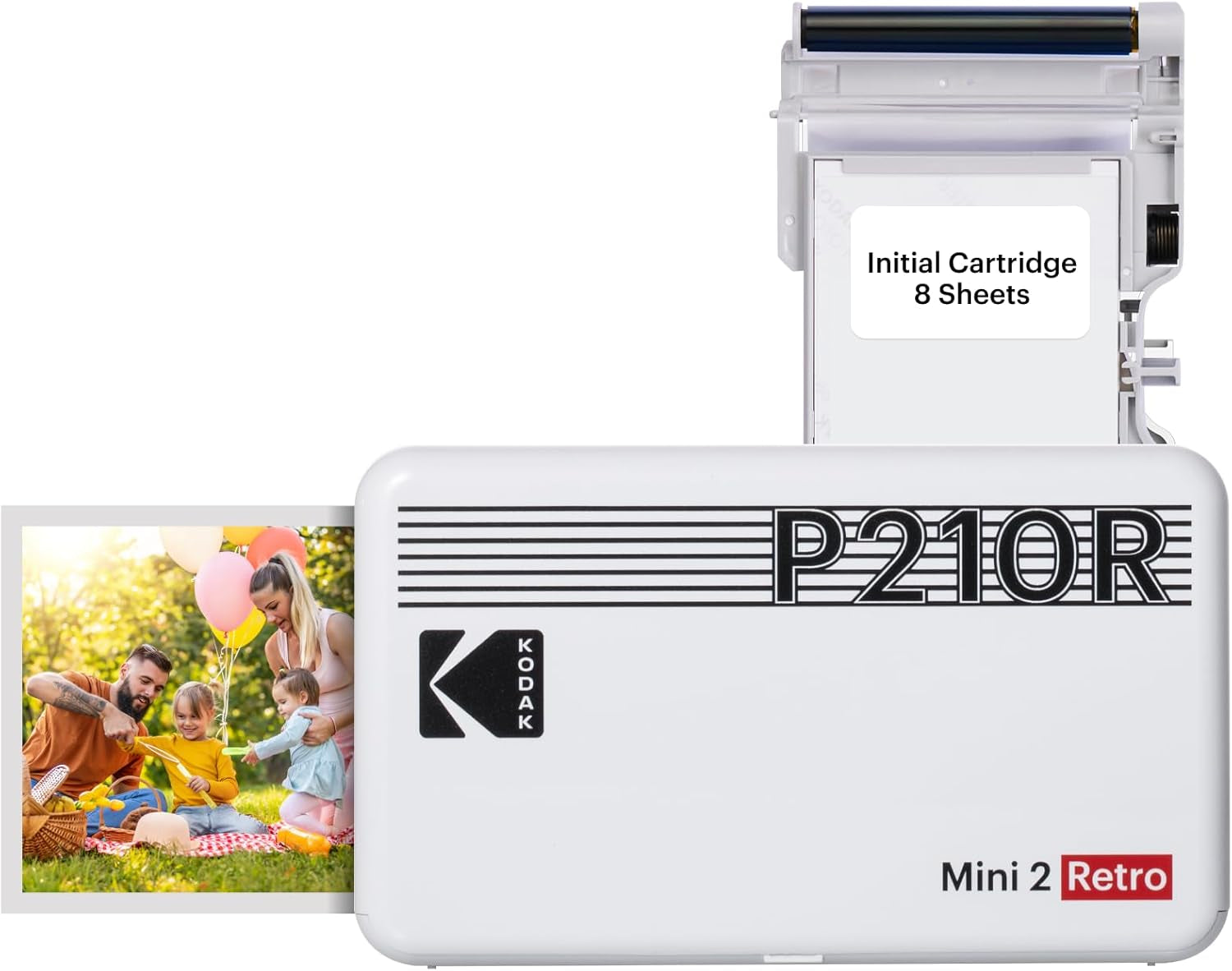 Mini 2 Retro 4Pass Portable Photo Printer (2.1X3.4 Inches) + 8 Sheets, White