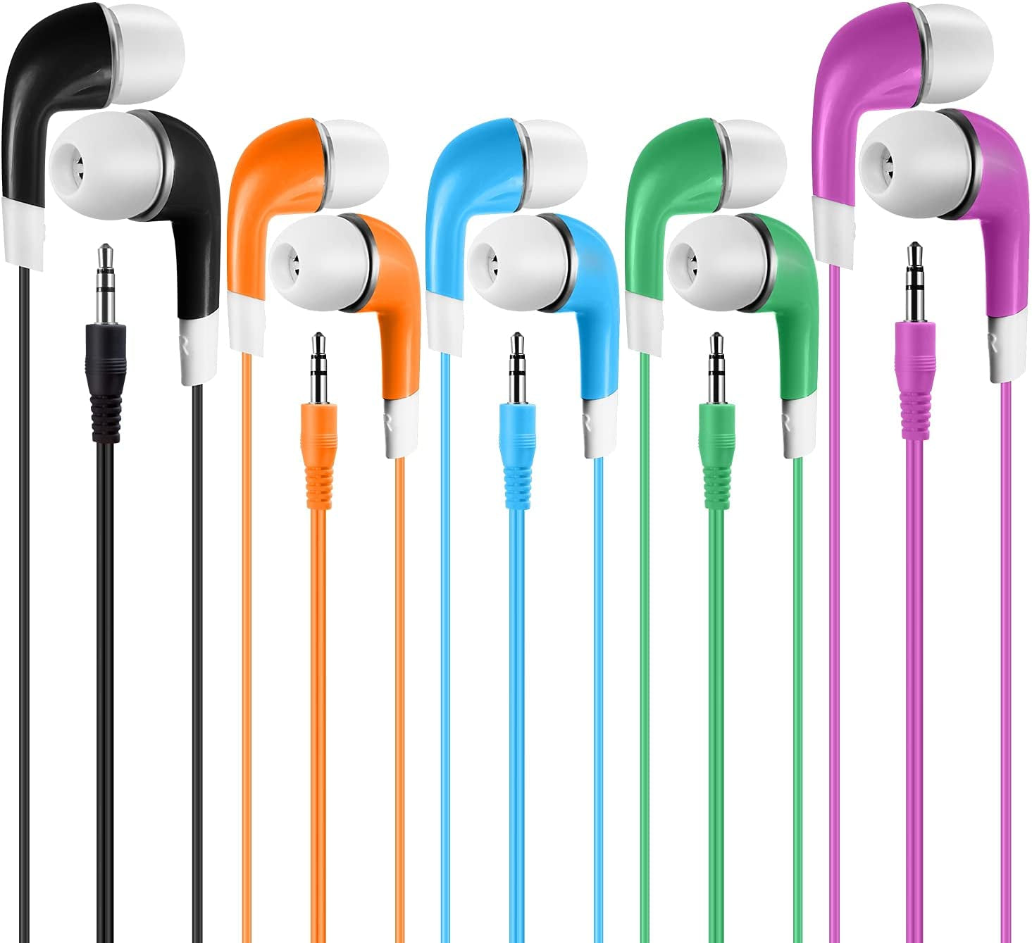 Earbuds Bulk for Kids Students School Classroom 30 Pack,  Wholesale Disposable Earphones Headphones for Computers Chromebook Ipad PC Android Phone, Fits All 3.5Mm Interface